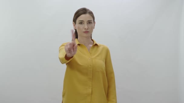 Vrouw Zegt Nee Tegen Situaties Die Niet Goedkeurt Wil Niet — Stockvideo