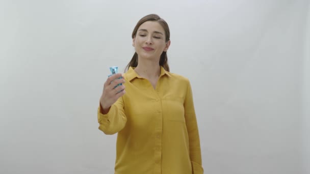 Szépség Ember Koncepció Szépség Parfüm Emberek Koncepciója Portré Boldog Mosolygós — Stock videók