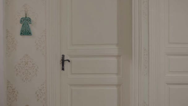 Traditional Old Turkish House Door Old White Door — Stok video