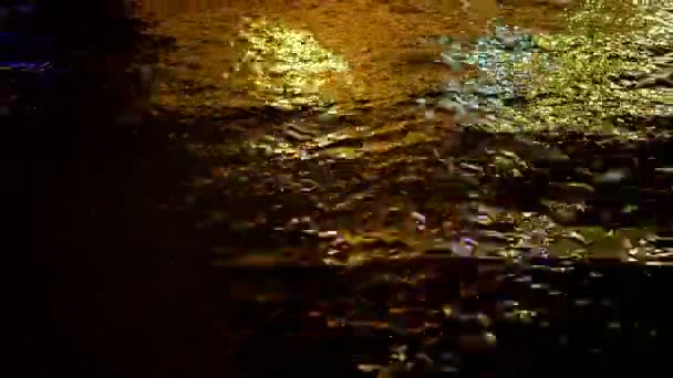 Night Sea Sparkles Bright Light Water Moonlight Sea Yellow Lights — Vídeo de Stock