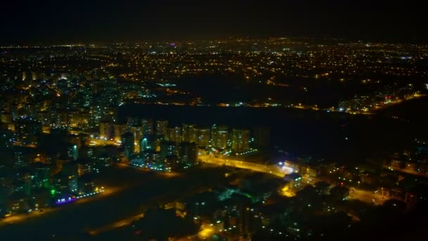 City Airplane Window Night Night Aerial View Antalya — Vídeo de Stock