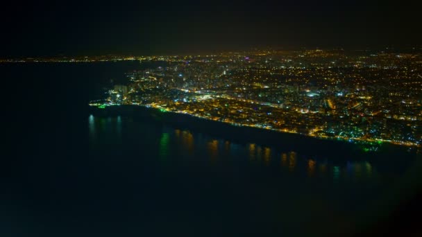 City Airplane Window Night Night Aerial View Antalya — Stok video