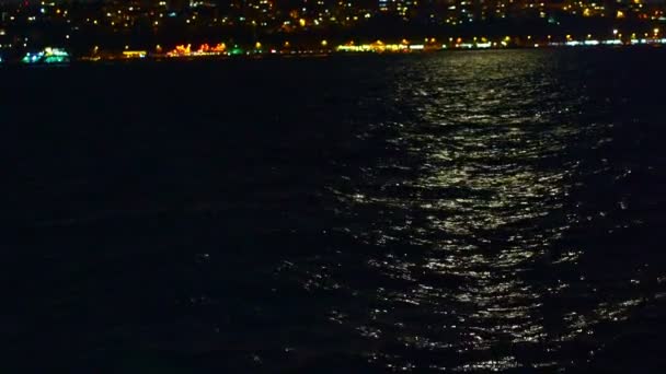 Turkey Bosphorus Night Lights City — Stok video