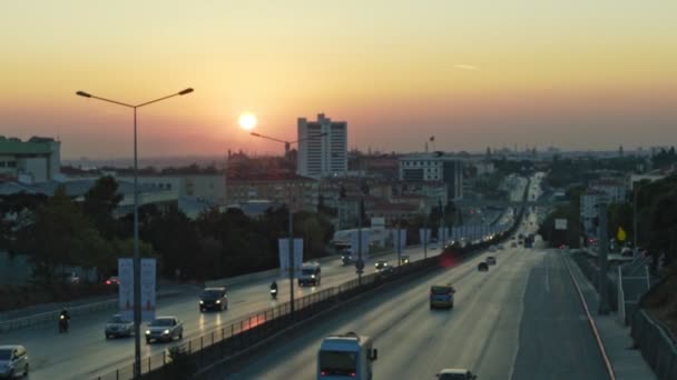 Slow Motion Istanbul Traffic Sunset Traffic Street Istanbul — Vídeos de Stock