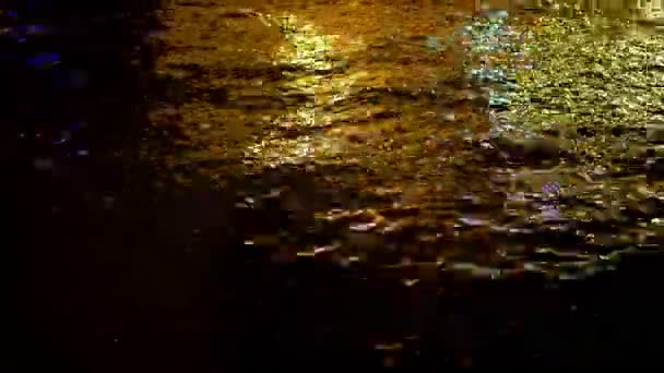 Night Sea Sparkles Bright Light Water Moonlight Sea Yellow Lights — Stockvideo