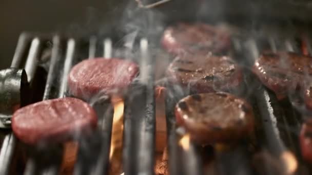 Traditional Delicious Dish Meatballs Cooked Grill Beef Burgers Cooked Flaming — Wideo stockowe
