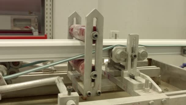 Machine Attaches Insulation Tape Window Factory Plastic Windows Produced — Video Stock