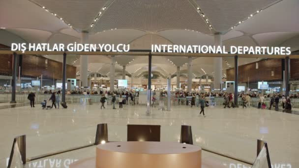 Bandara Baru Istanbul Bagian Keberangkatan Internasional Bangunan Terminal — Stok Video