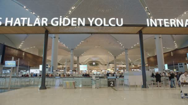 Стамбульський Новий Аеропорт Секція Міжнародних Вильотів Будівля Терміналу — стокове відео