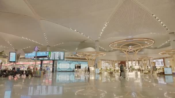 View Departure Lounge Area New Istanbul Airport Turkey Largest Main — Stockvideo
