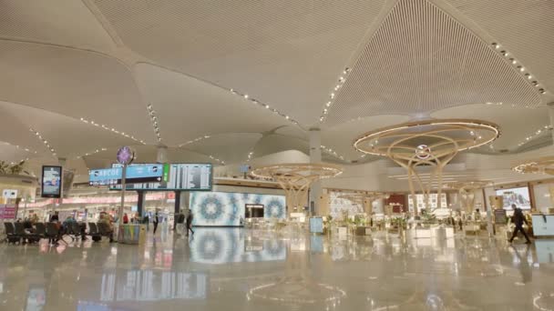 View Departure Lounge Area New Istanbul Airport Turkey Largest Main — Stok video