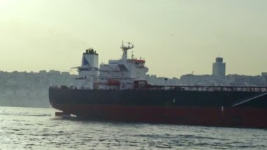 Istanbul Bosporus last cargo ship from the throat.