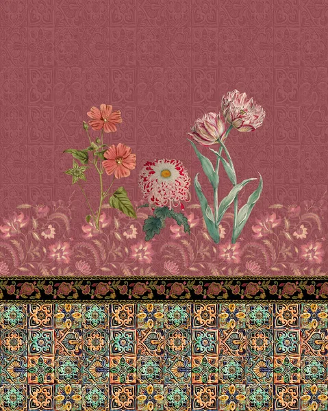 vintage floral pattern with flowers