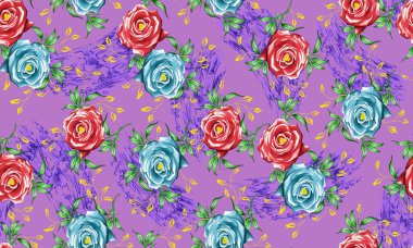 Koyu arkaplanda suluboya çiçek deseni