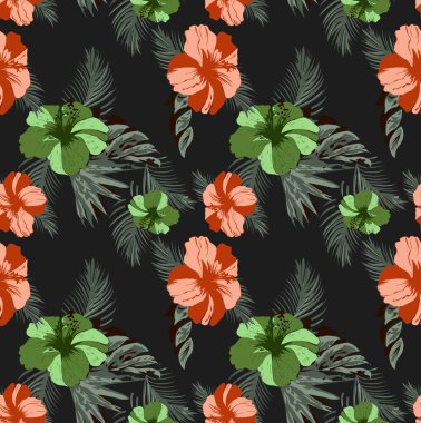 Renkli yapraklarla suluboya desenli. Güzel botanik baskısı. Duvar kağıdı ve tekstil için kusursuz desen. Botanik veya tasarım