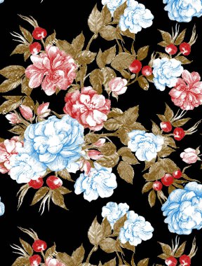 Çiçeklerle suluboya kusursuz desen