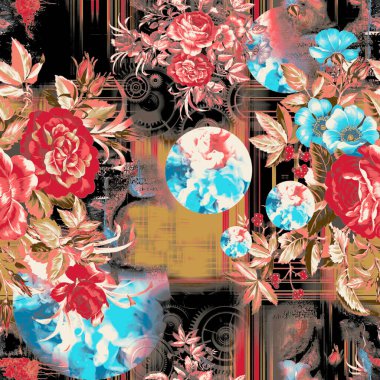 suluboya çiçek seamless modeli