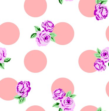 Beyaz arka planda pembe ve kırmızı çiçekli kusursuz desen. vektör illüstrasyonu.