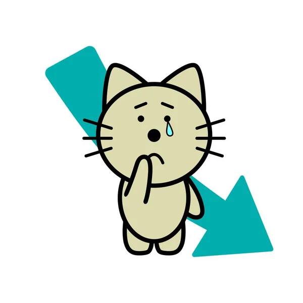 Uma Ilustração Gato Seta Para Baixo — Fotografia de Stock