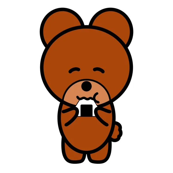 Uma Ilustração Urso Comendo Bola Arroz — Fotografia de Stock