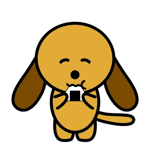 Uma Ilustração Cão Comendo Bola Arroz — Fotografia de Stock