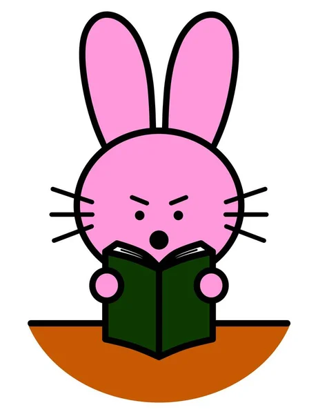Kitap Okuyan Bir Tavşanın Çizimi — Stok fotoğraf