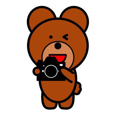 an illustration of bear holding camera