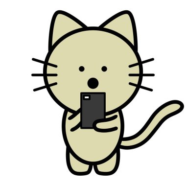 an illustration of cat operating a smartphone