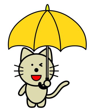 an illustration of cat holding an umbrella