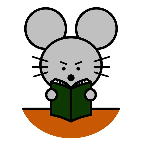 an illustration of mouse reading a book