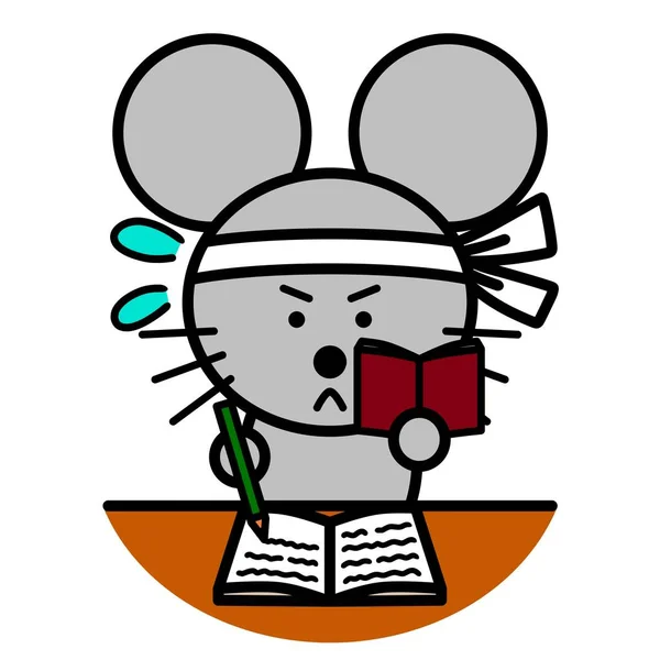 an illustration of mouse studying