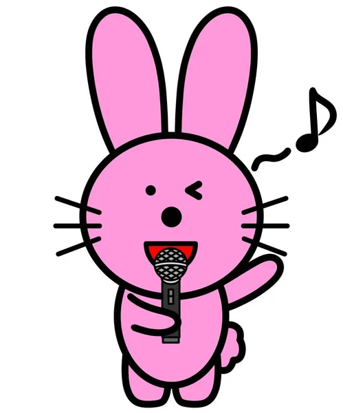 Şarkı Söyleyen Bir Tavşanın Çizimi — Stok fotoğraf