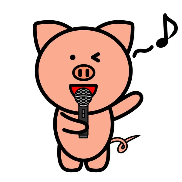 Ilustracja Śpiewającej Świni — Zdjęcie stockowe