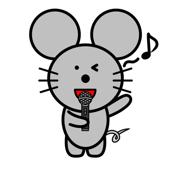Uma Ilustração Rato Cantando — Fotografia de Stock