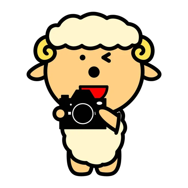 Illustration Sheep Holding Camera — Stock Photo, Image