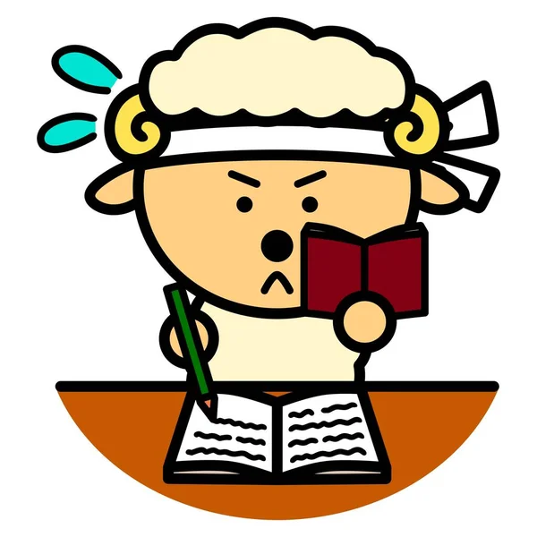 an illustration of sheep studying