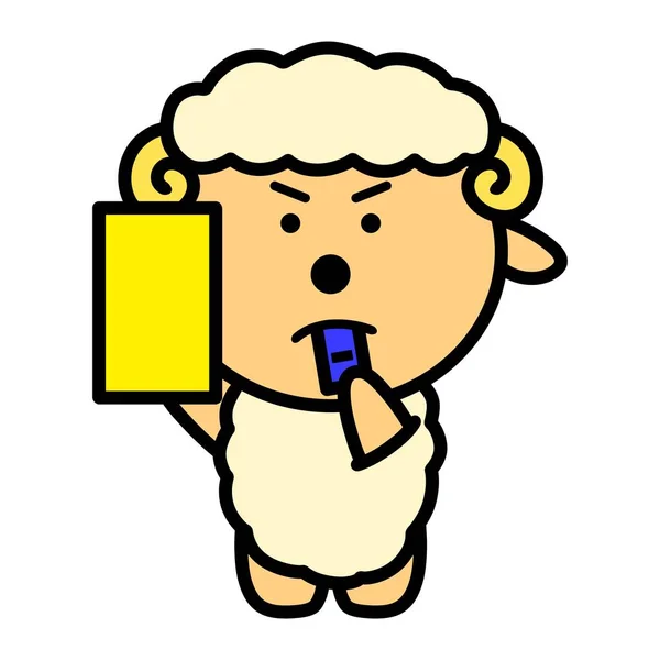 Uma Ilustração Uma Ovelha Que Cartão Amarelo — Fotografia de Stock