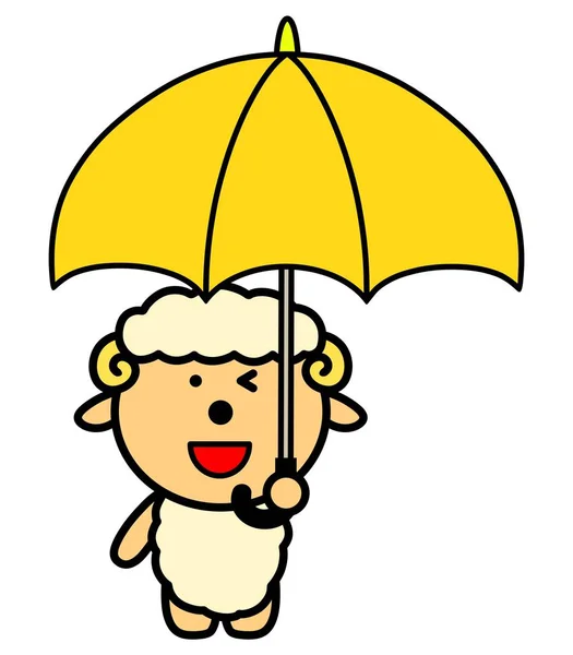傘を差した羊のイラストです — ストック写真