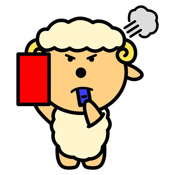 Ilustracja Owcy Dającej Czerwoną Kartkę — Zdjęcie stockowe