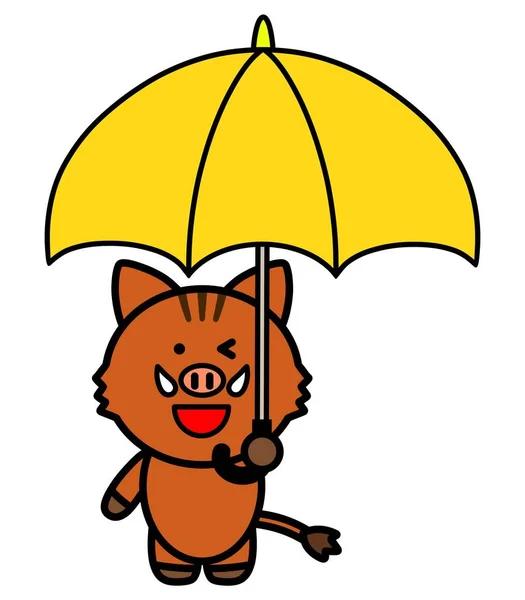 野猪拿着伞的图例 — 图库照片