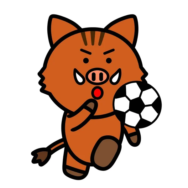 Illustration Boar Kicking Soccer Ball — Stock Photo, Image
