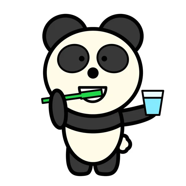 Illustrazione Lavarsi Denti Panda — Foto Stock
