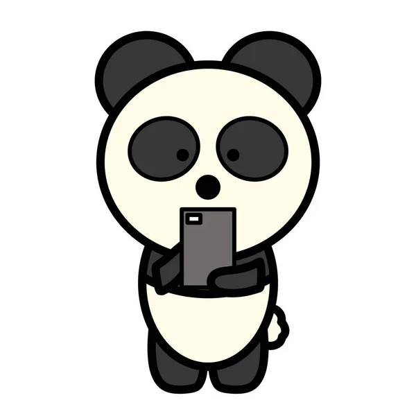 an illustration of panda operating a smartphone