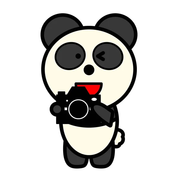 an illustration of panda holding camera