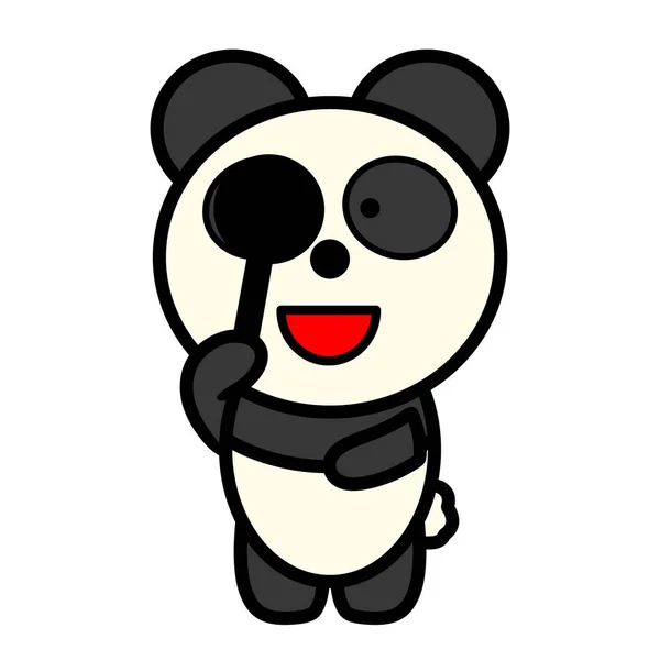 an illustration of panda having an eye test