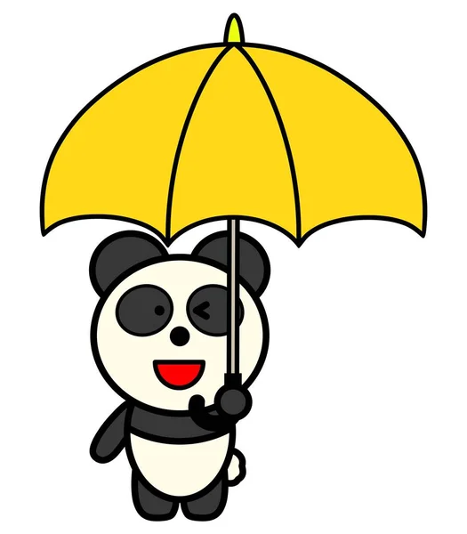 Bir Şemsiye Tutan Panda Resmi — Stok fotoğraf