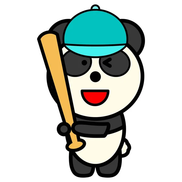 Une Illustration Panda Tenant Une Batte Baseball — Photo