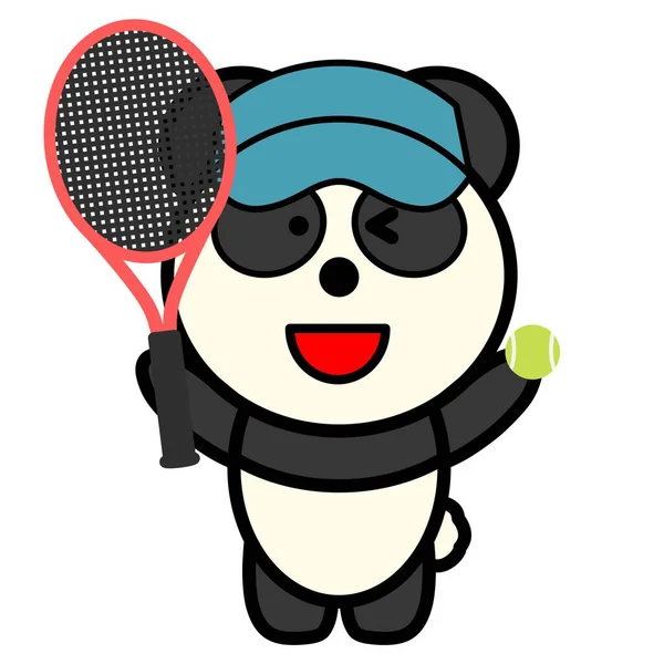 Tenis Raketi Tutan Bir Panda Resmi — Stok fotoğraf