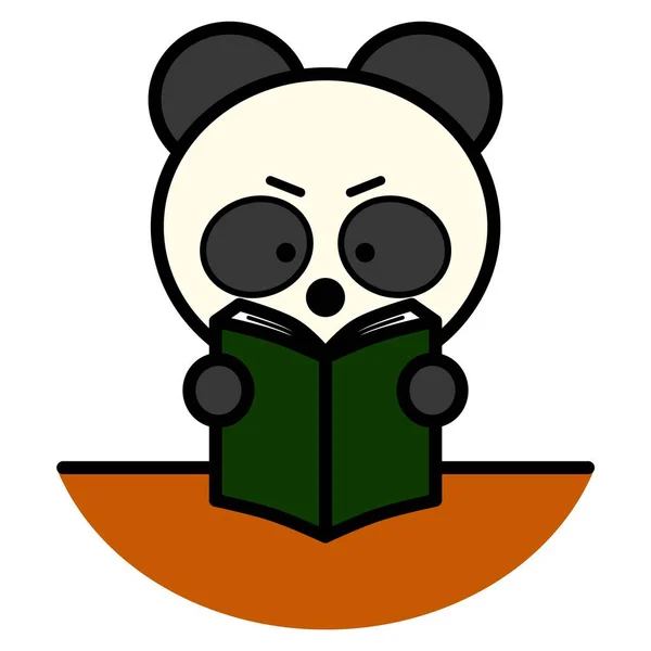 an illustration of panda reading a book