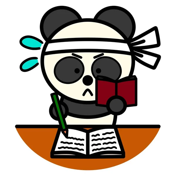 an illustration of panda studying